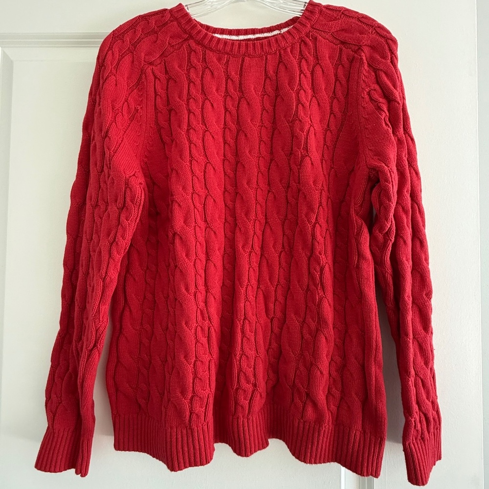 LANDS' END DRIFTER COTTON CABLE CREWNECK